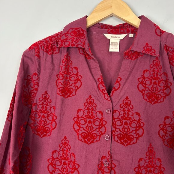 Sundance Velvet Embellished Button Down Shirt Fall Classic Size Small Women's - Picture 2 of 4